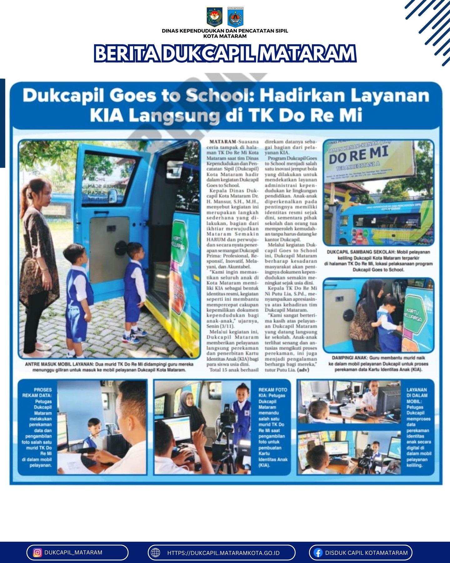 Gambar Dukcapil Goes to School: Hadirkan Layanan KIA Langsung di TK Do Re Mi